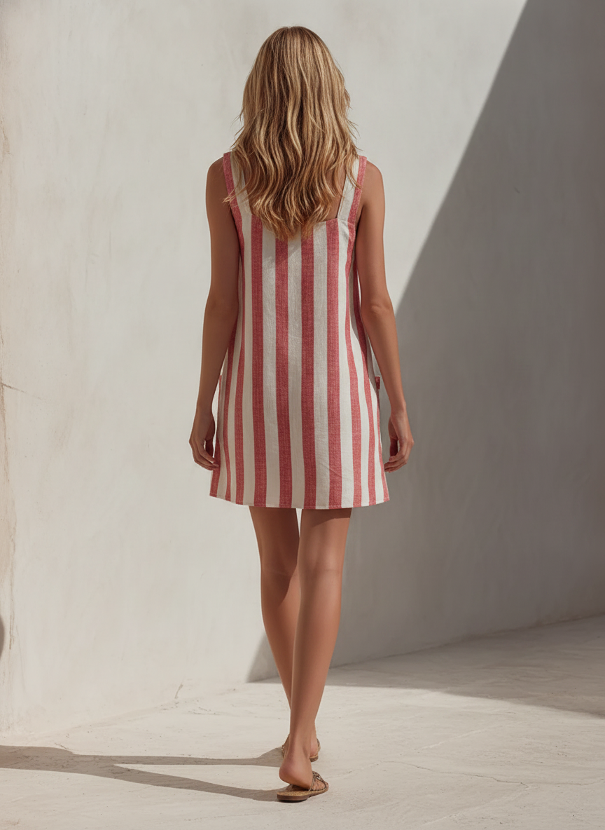 Linen-Blend Mini Dress
