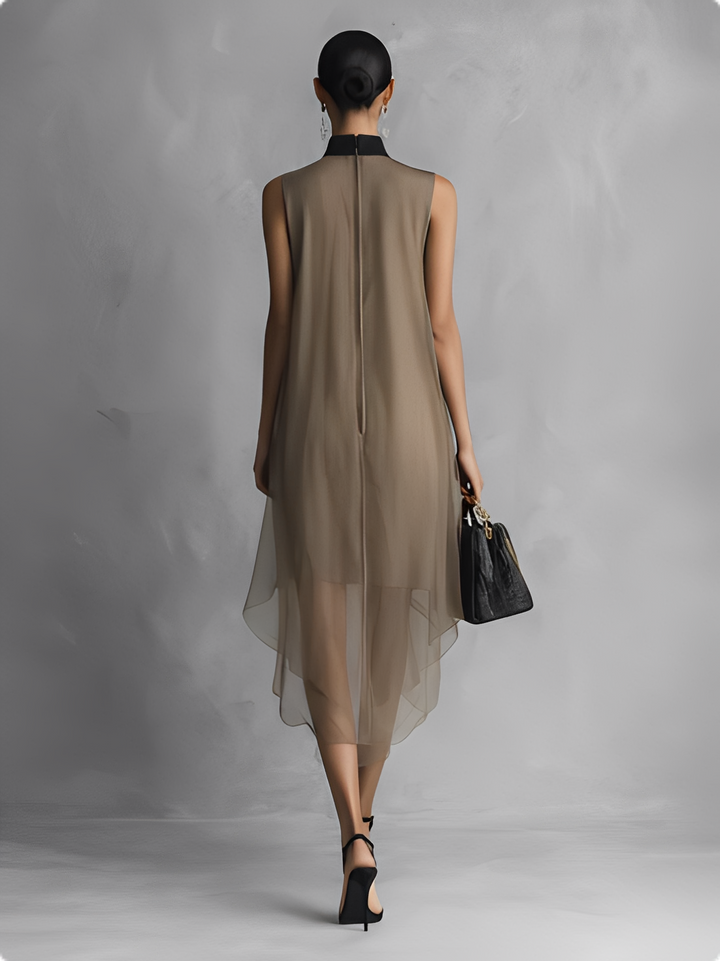 Chiffon Color-Blocked Dress