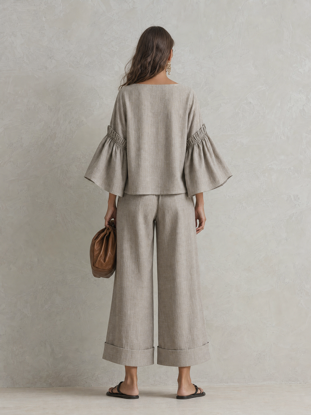Grey Cotton-Linen Top
