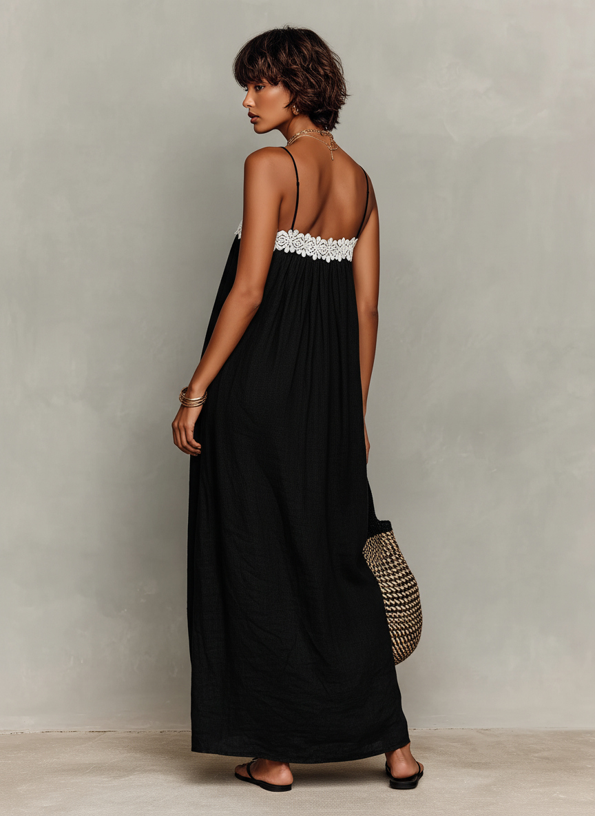 Linen-Blend Maxi Dress