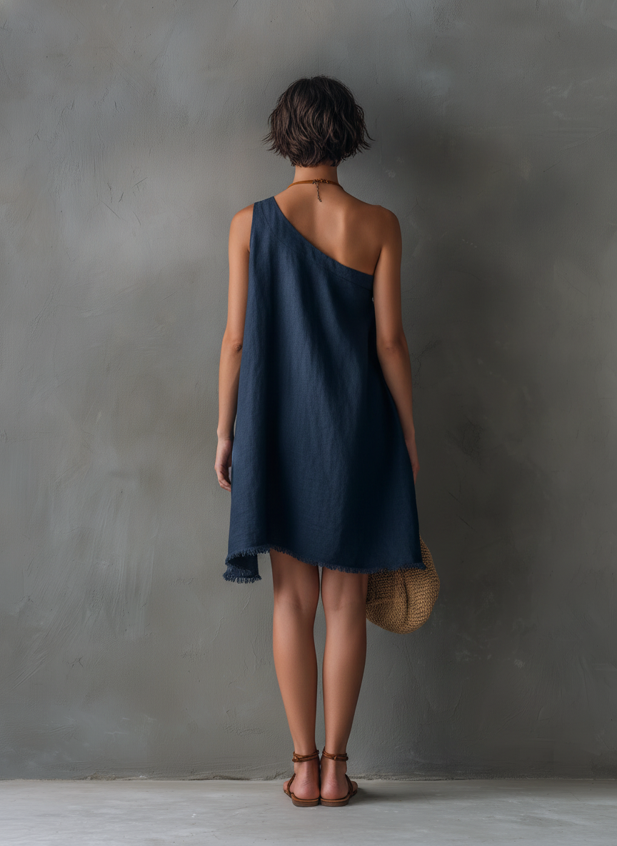 Linen-Blend Mini Dress