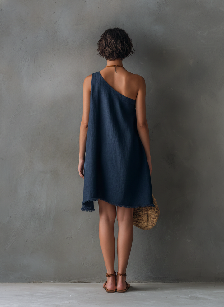 Linen-Blend Mini Dress