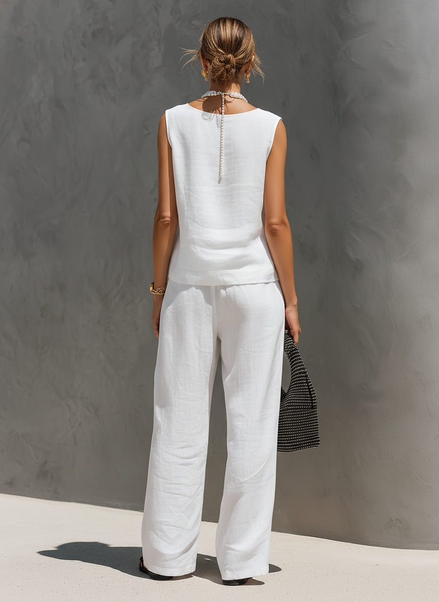 Linen V-Neck Set