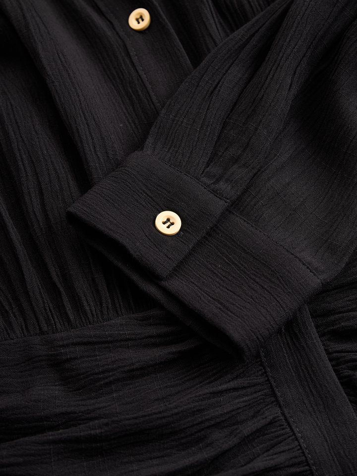 Linen Pleated Maxi Dress