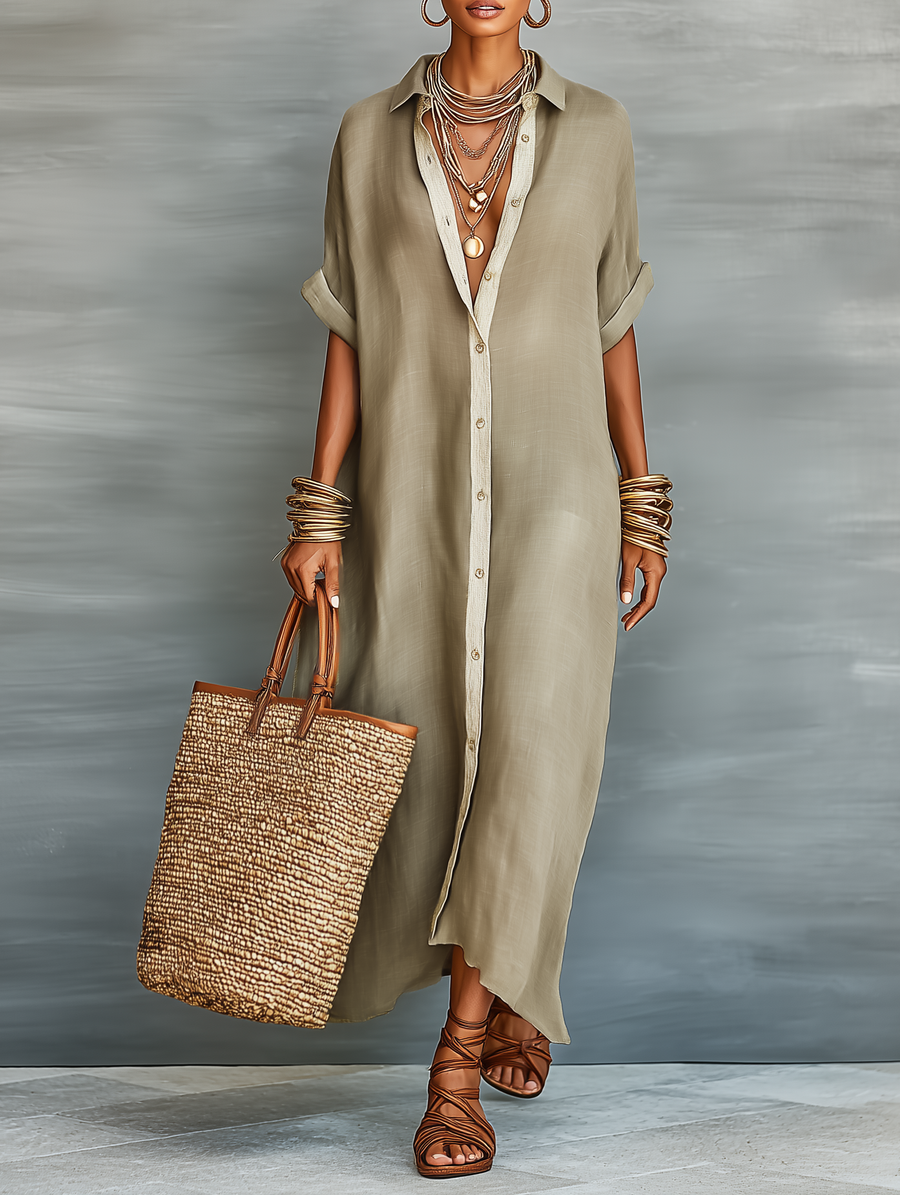 Linen Blend Maxi Dress