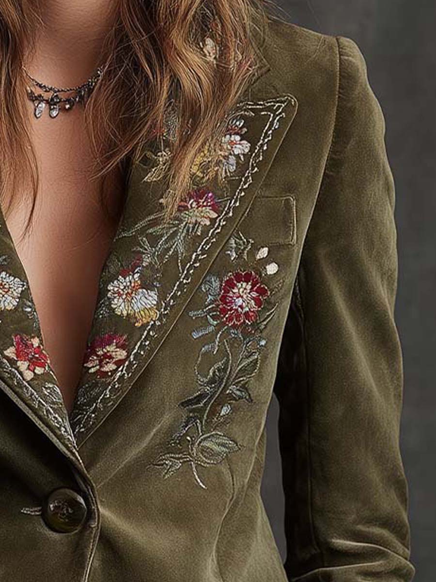 Olive Velvet Blazer