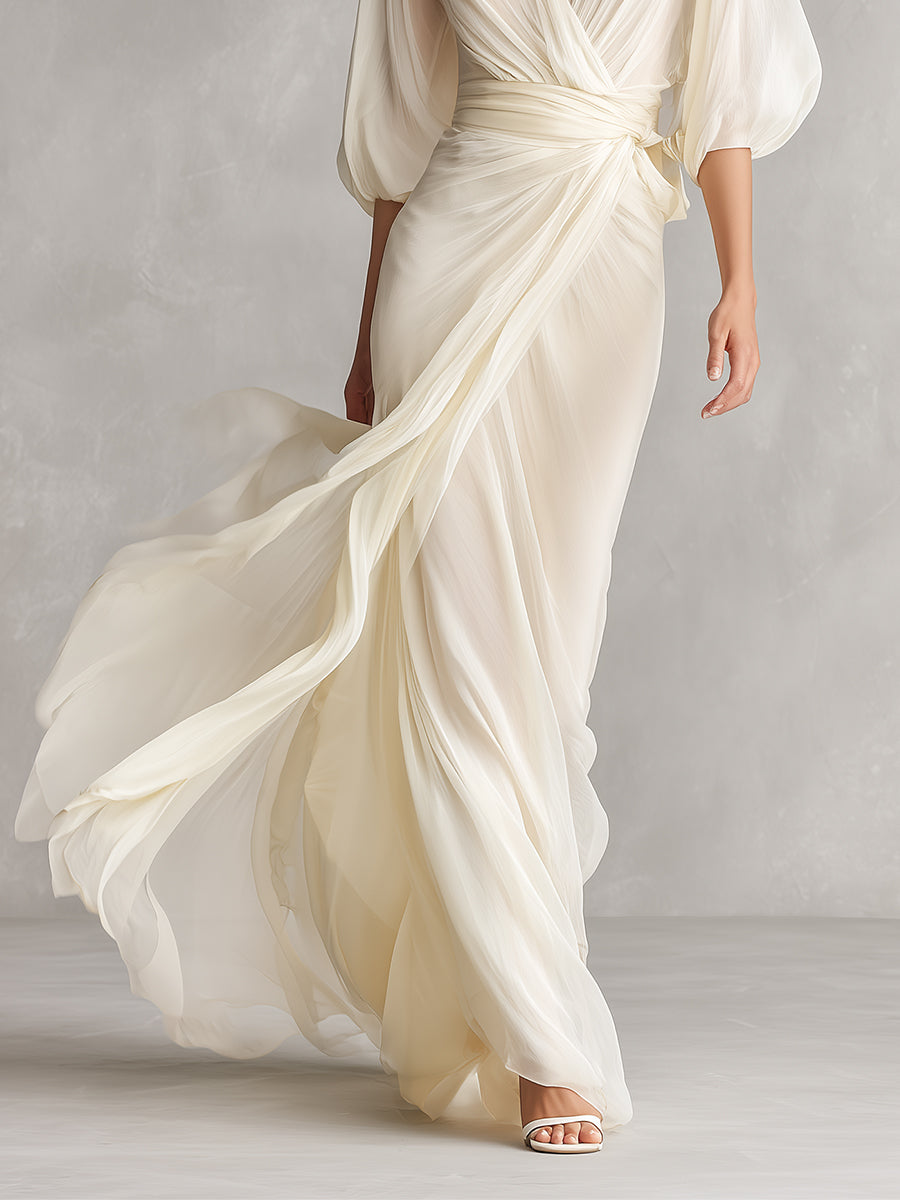 Ivory Chiffon Dress
