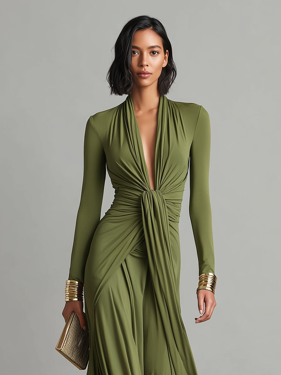 Olive Silky Dress