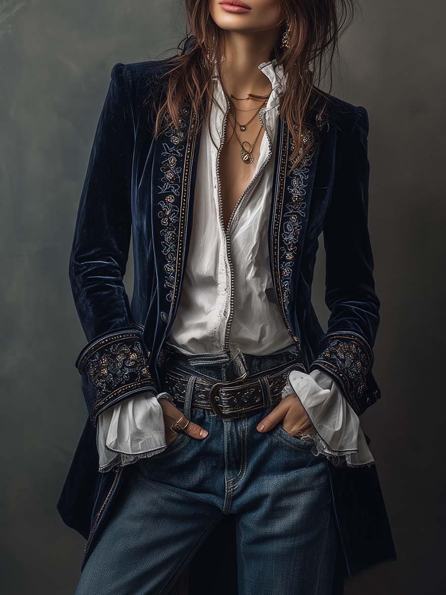 Navy Velvet Jacket