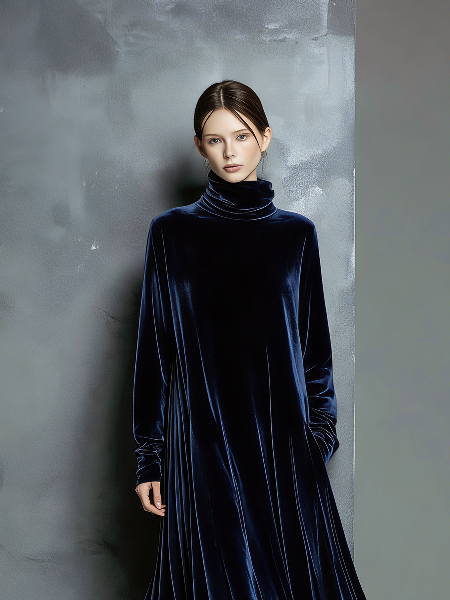 Navy Velvet Maxi Dress