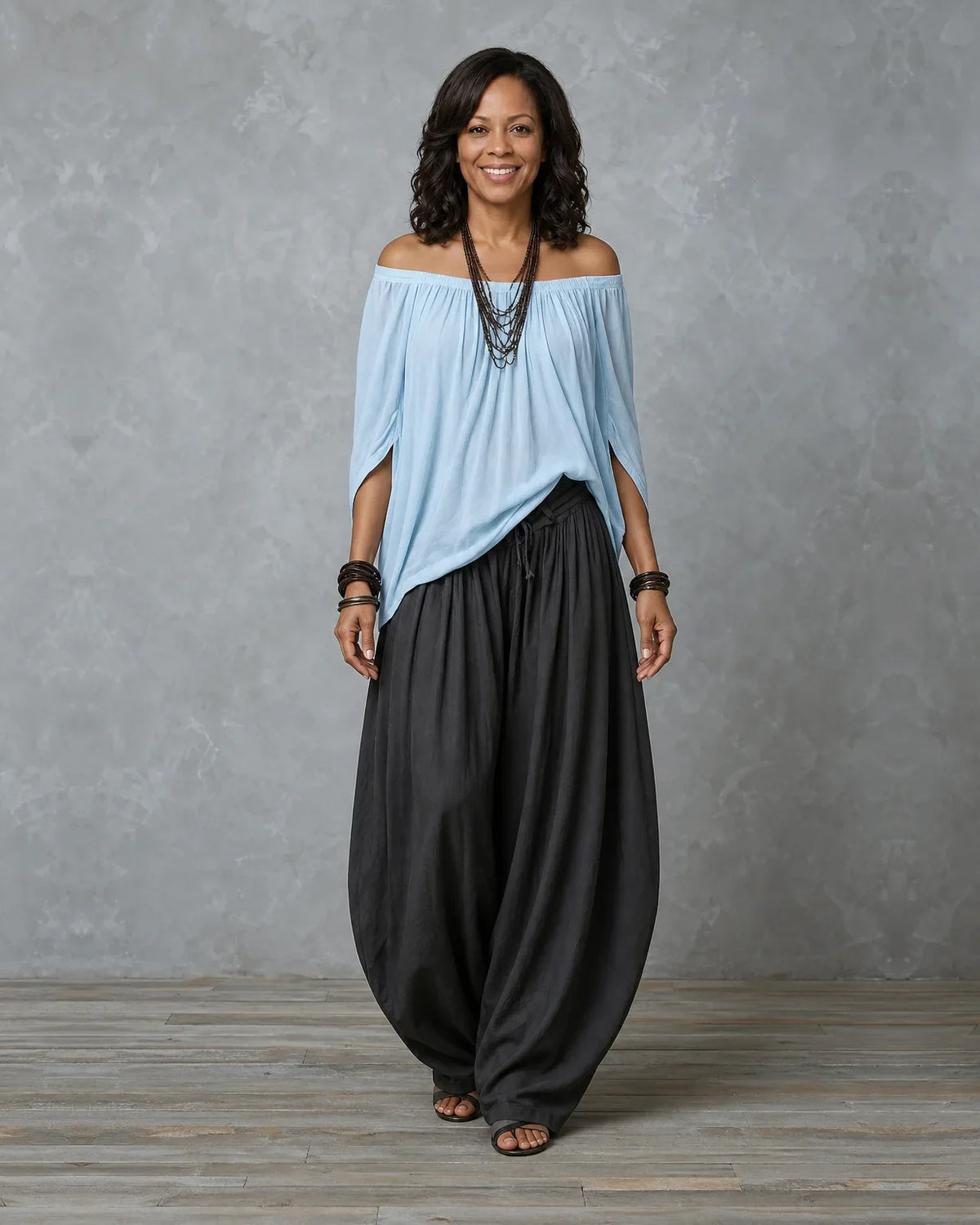 Draped Wide-Leg Set