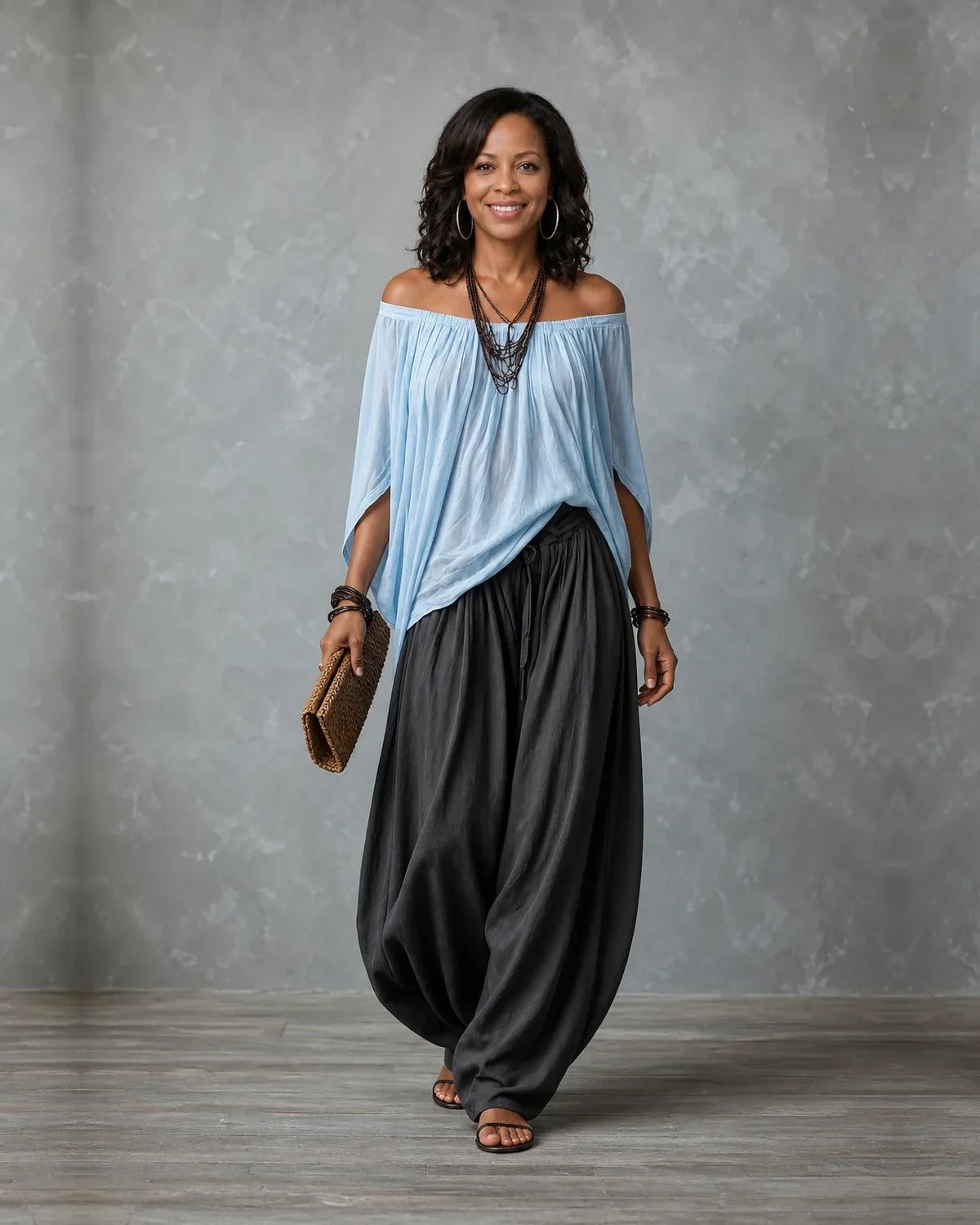 Draped Wide-Leg Set