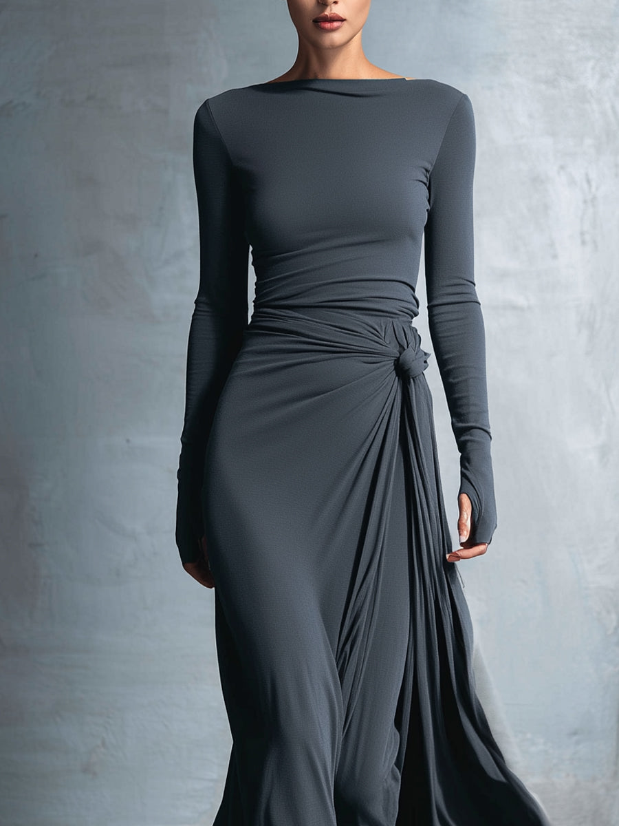 Gray Wrap Dress