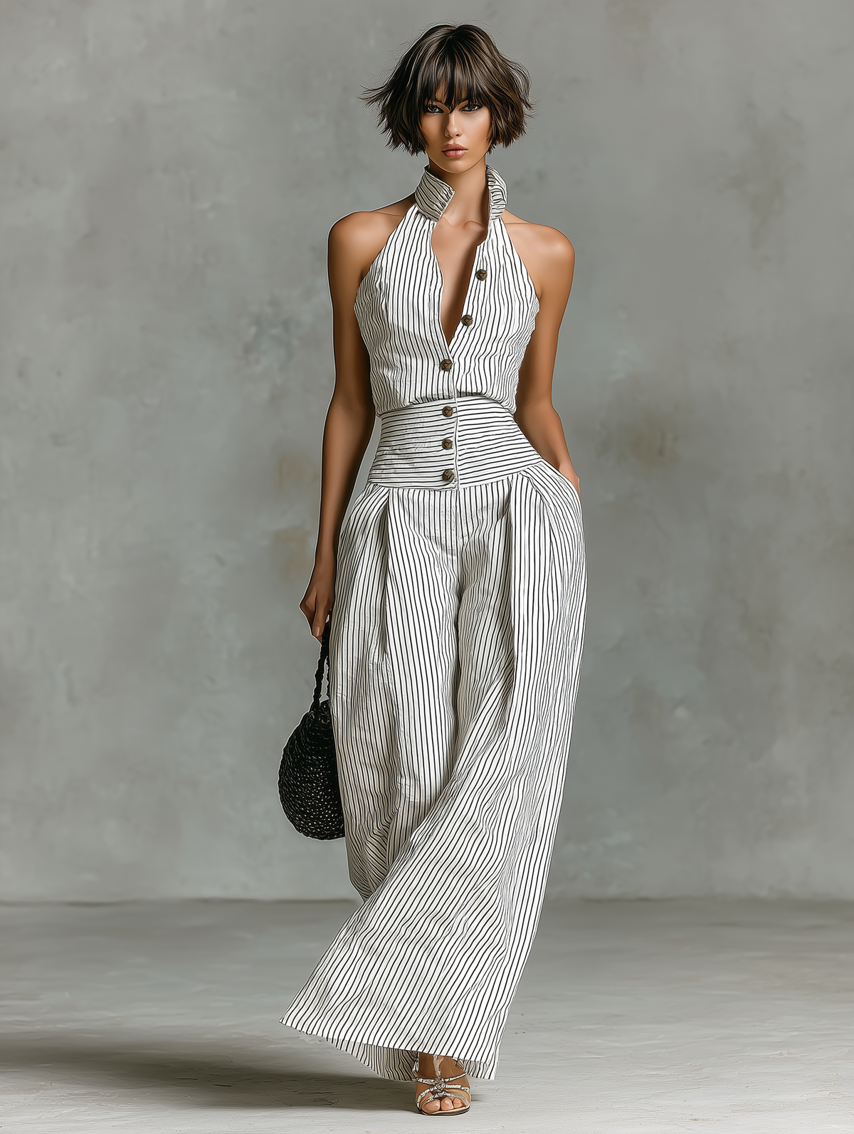 Linen Striped Jumpsuit