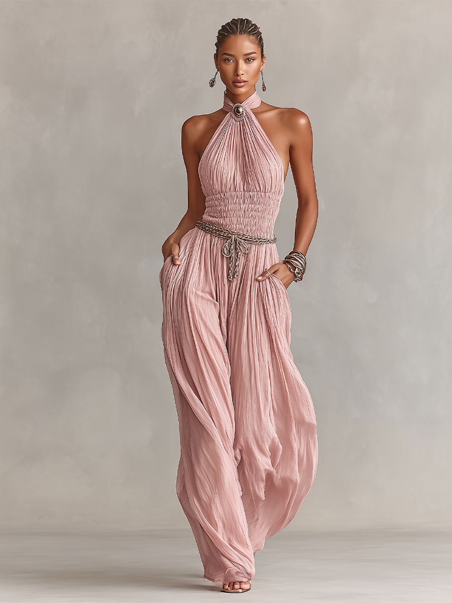Blush Pleated Jumpsuit