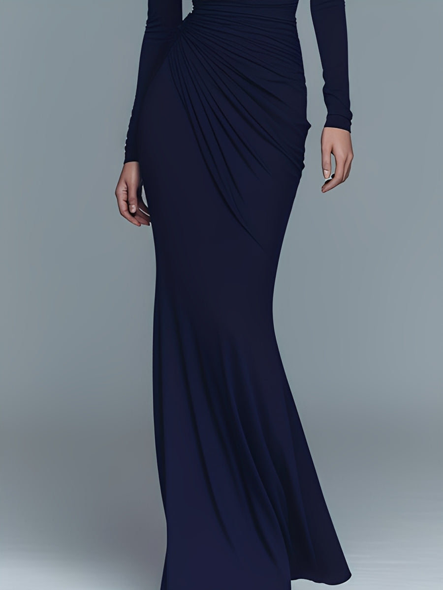 Navy Turtleneck Maxi Dress