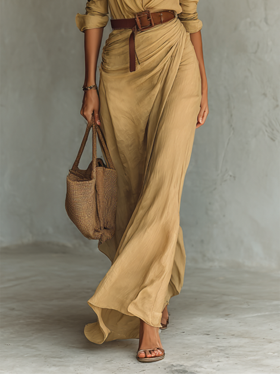 Lapel Maxi Dress