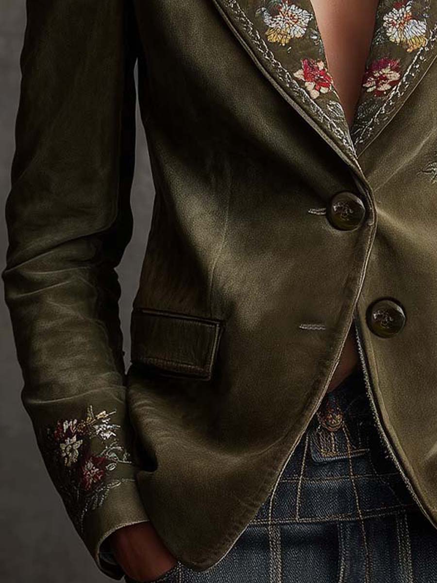 Olive Velvet Blazer