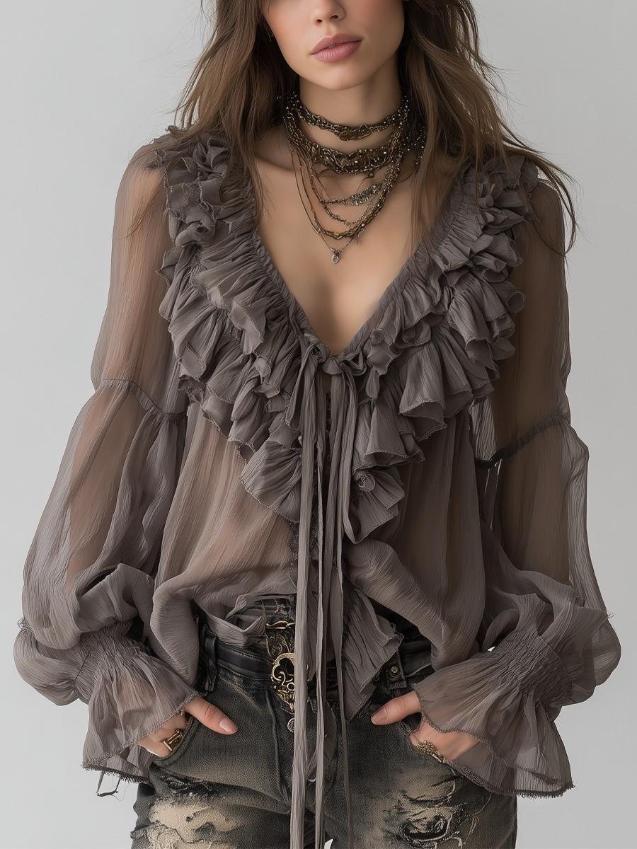 Ruffled Grey Top