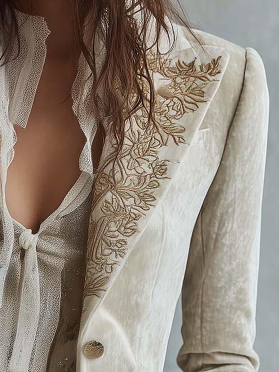 Ivory Velvet Blazer