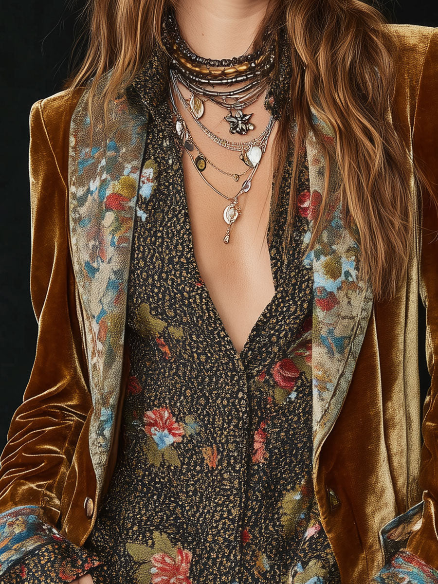 Floral Velvet Blazer