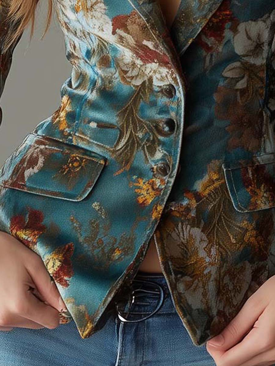 Teal Floral Blazer