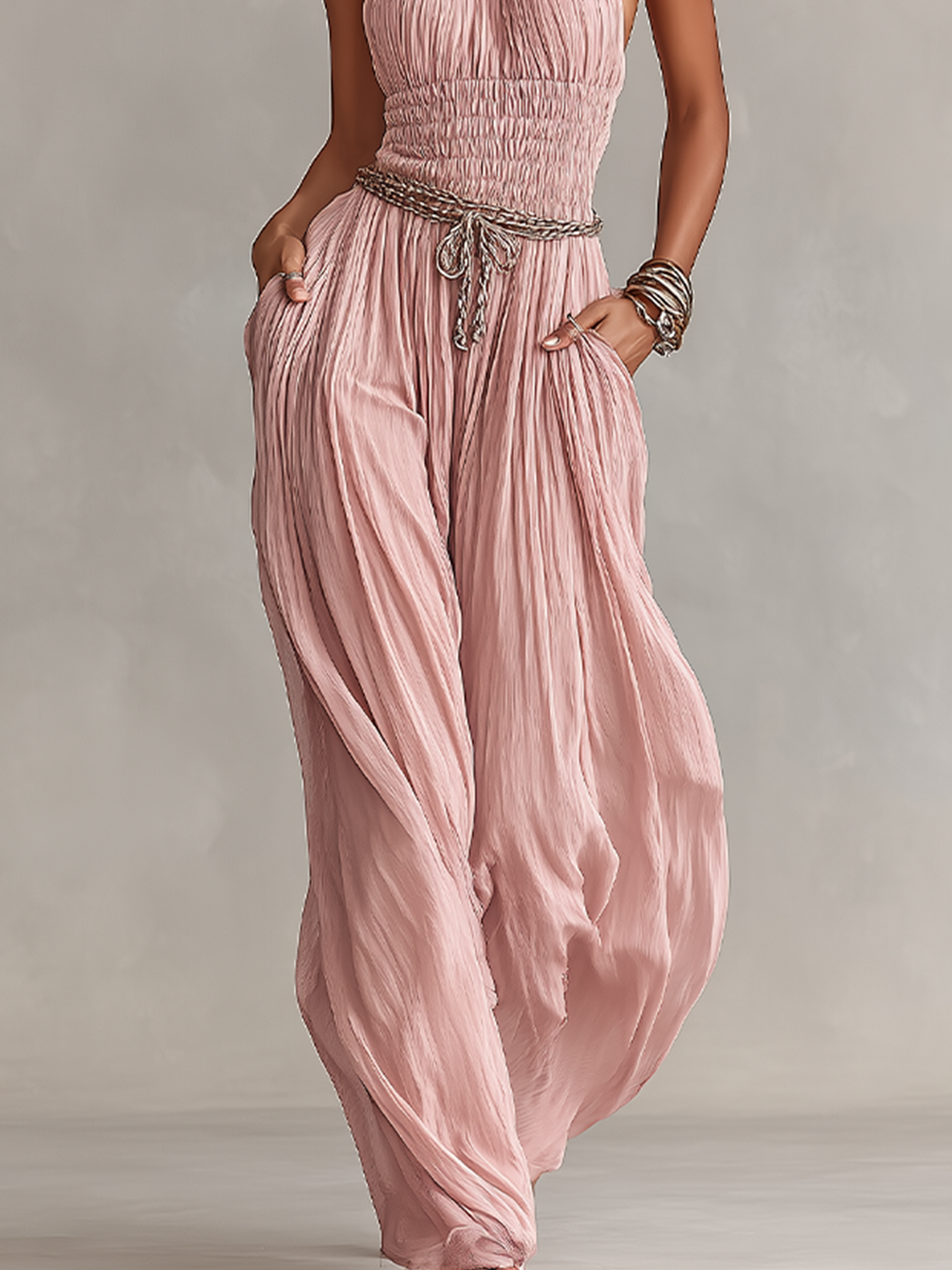 Blush Pleated Jumpsuit