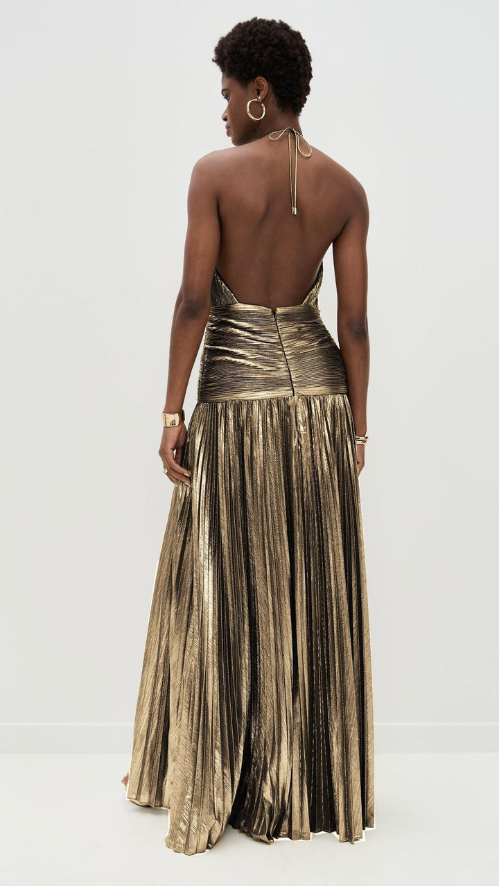 Metallic Plissé Gown