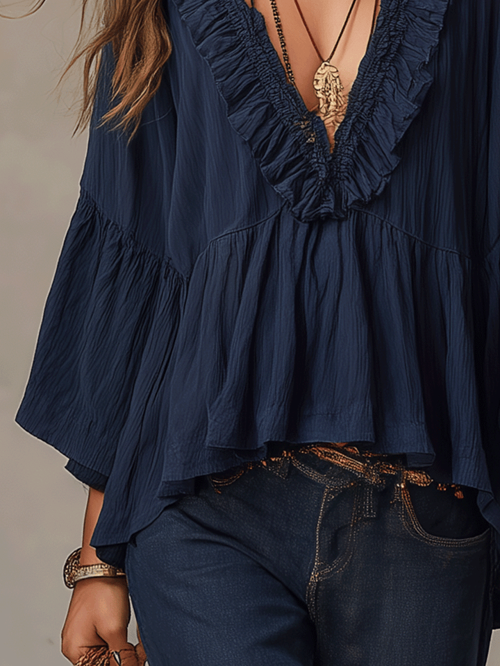 Ruffle Blouse Blue