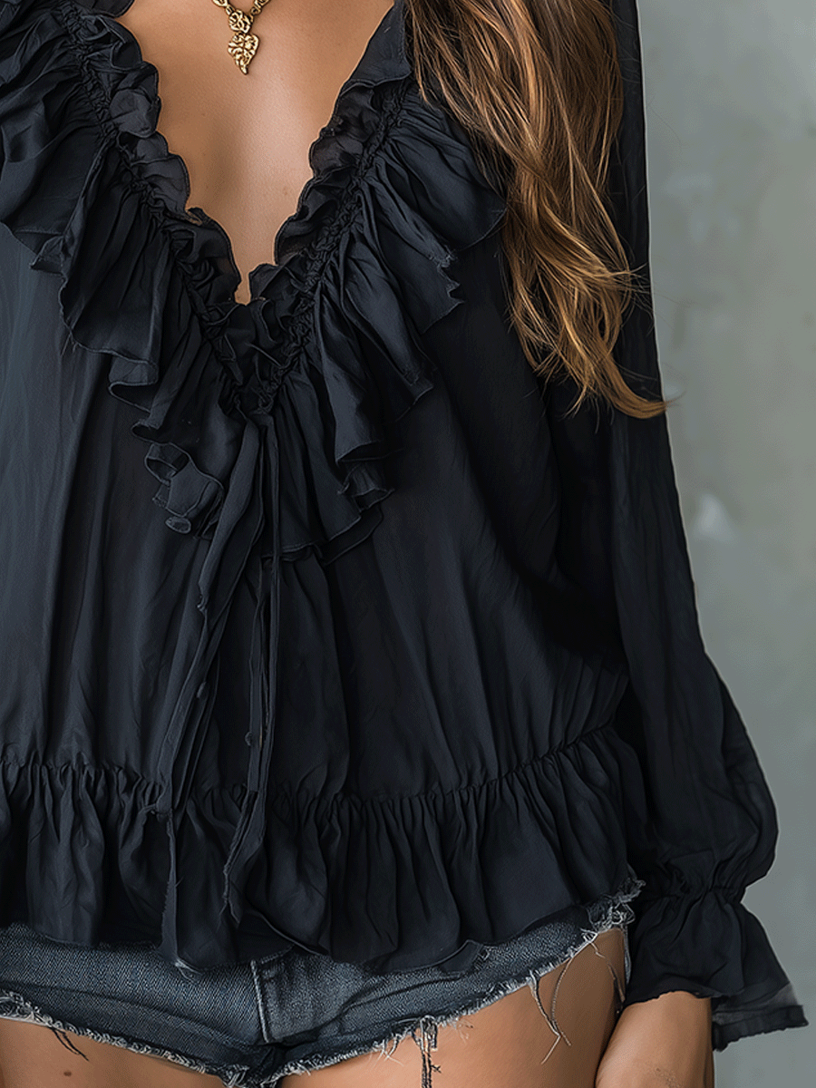Ruffle Trim Blouse