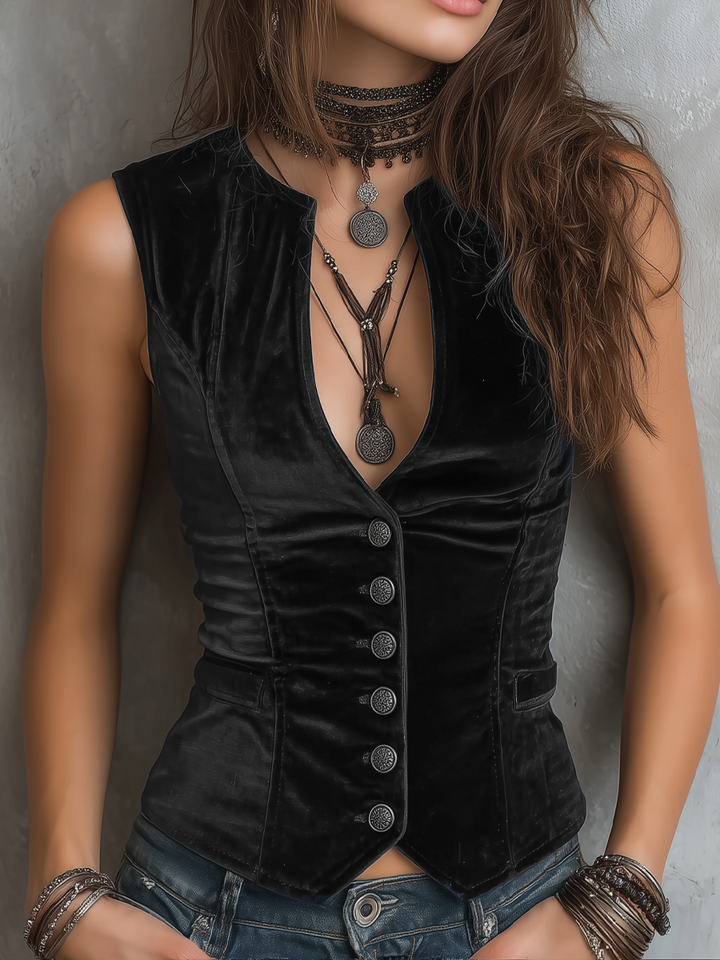 Velvet V-Neck Vest