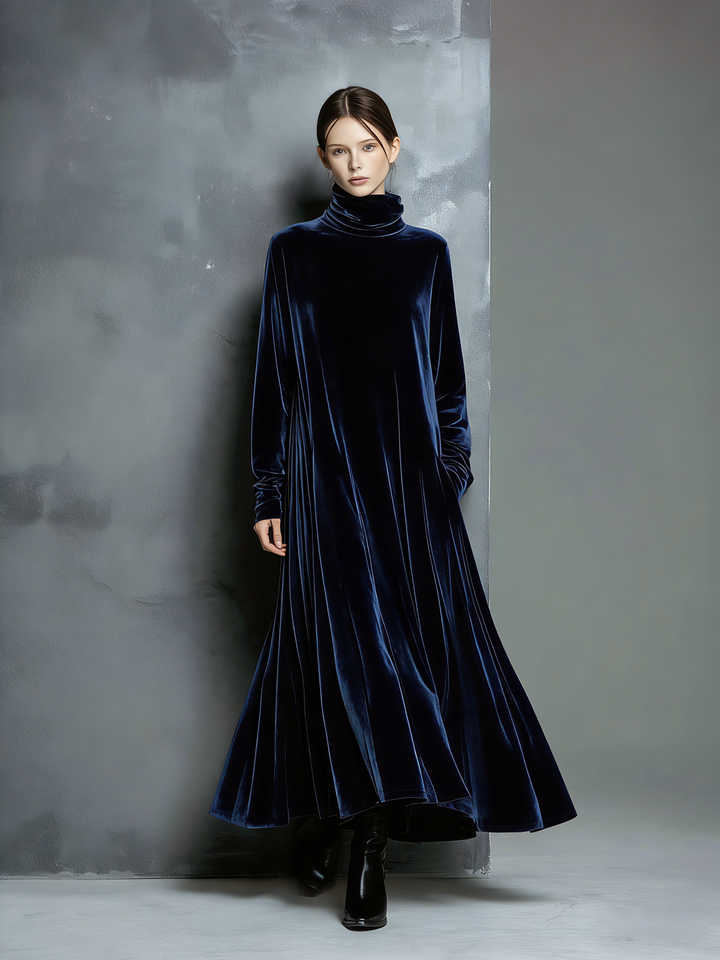 Navy Velvet Maxi Dress