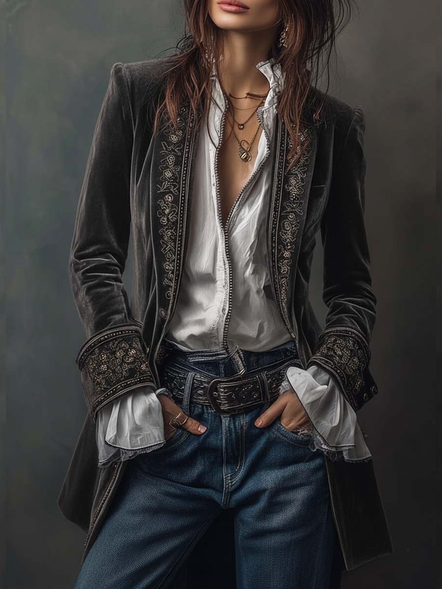 Navy Velvet Jacket