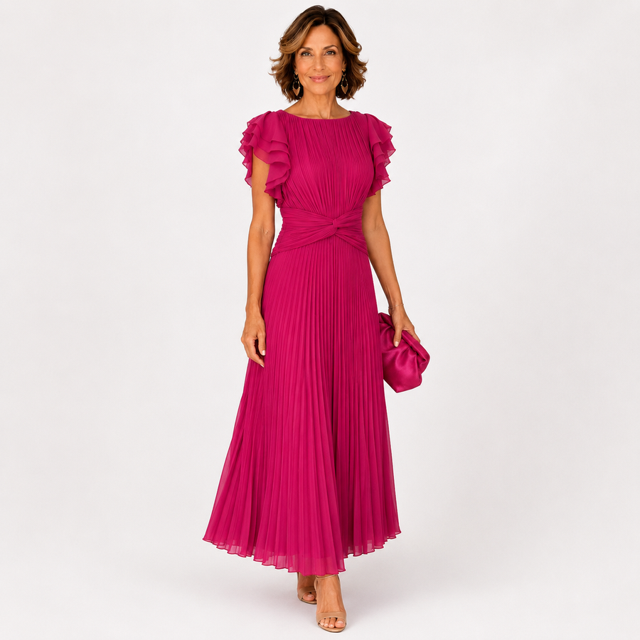 Twist-Waist Pleat Dress