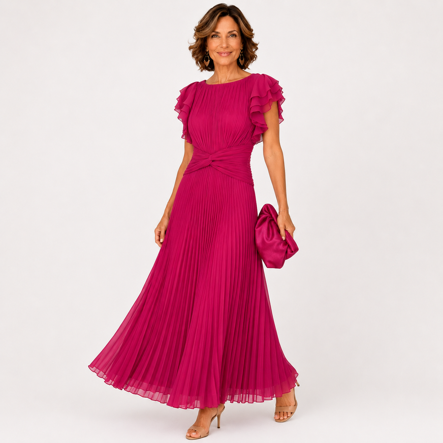 Twist-Waist Pleat Dress