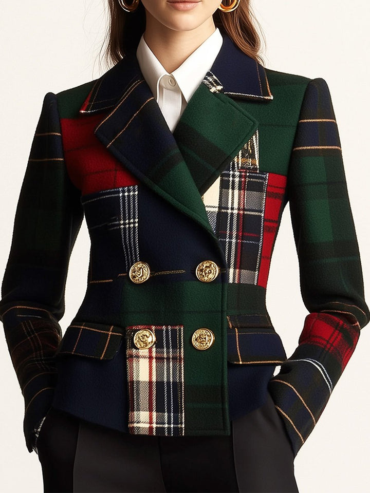 Lapel Plaid Blazer