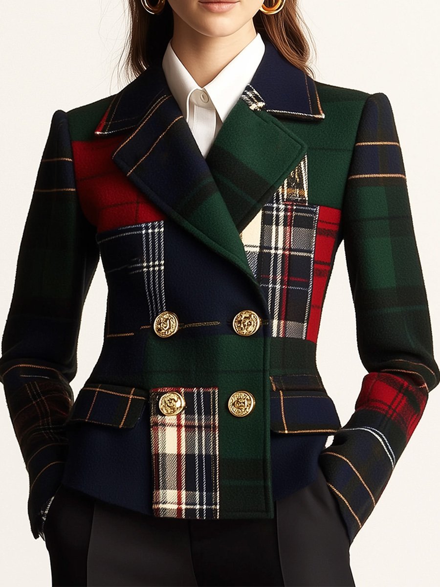 Lapel Plaid Blazer