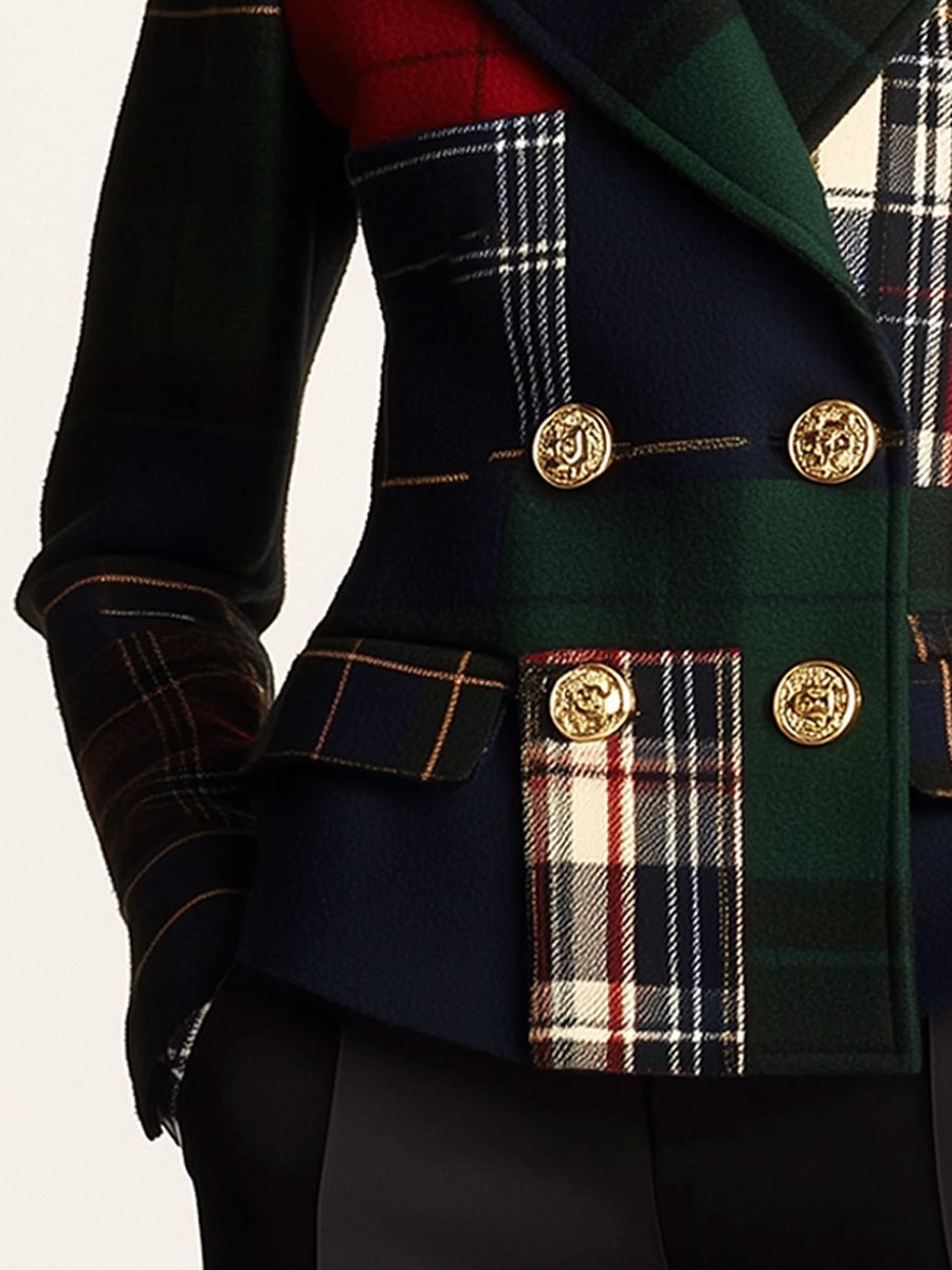 Lapel Plaid Blazer