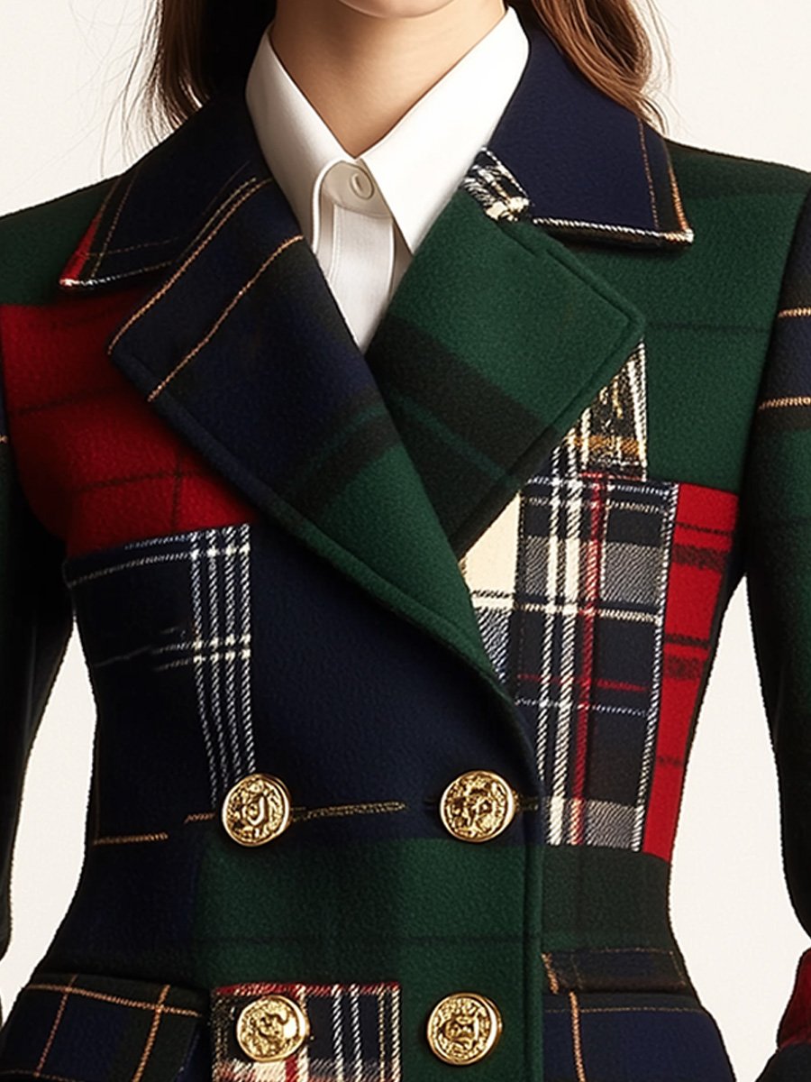 Lapel Plaid Blazer