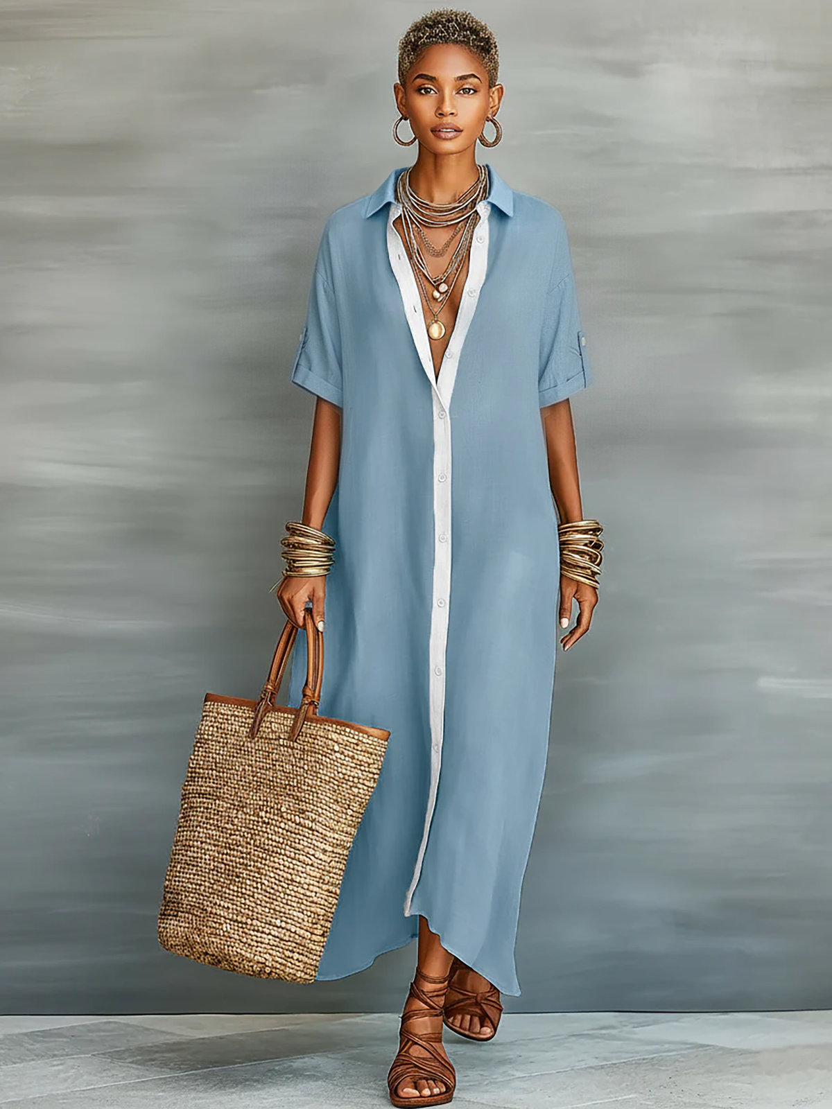 Linen Blend Maxi Dress