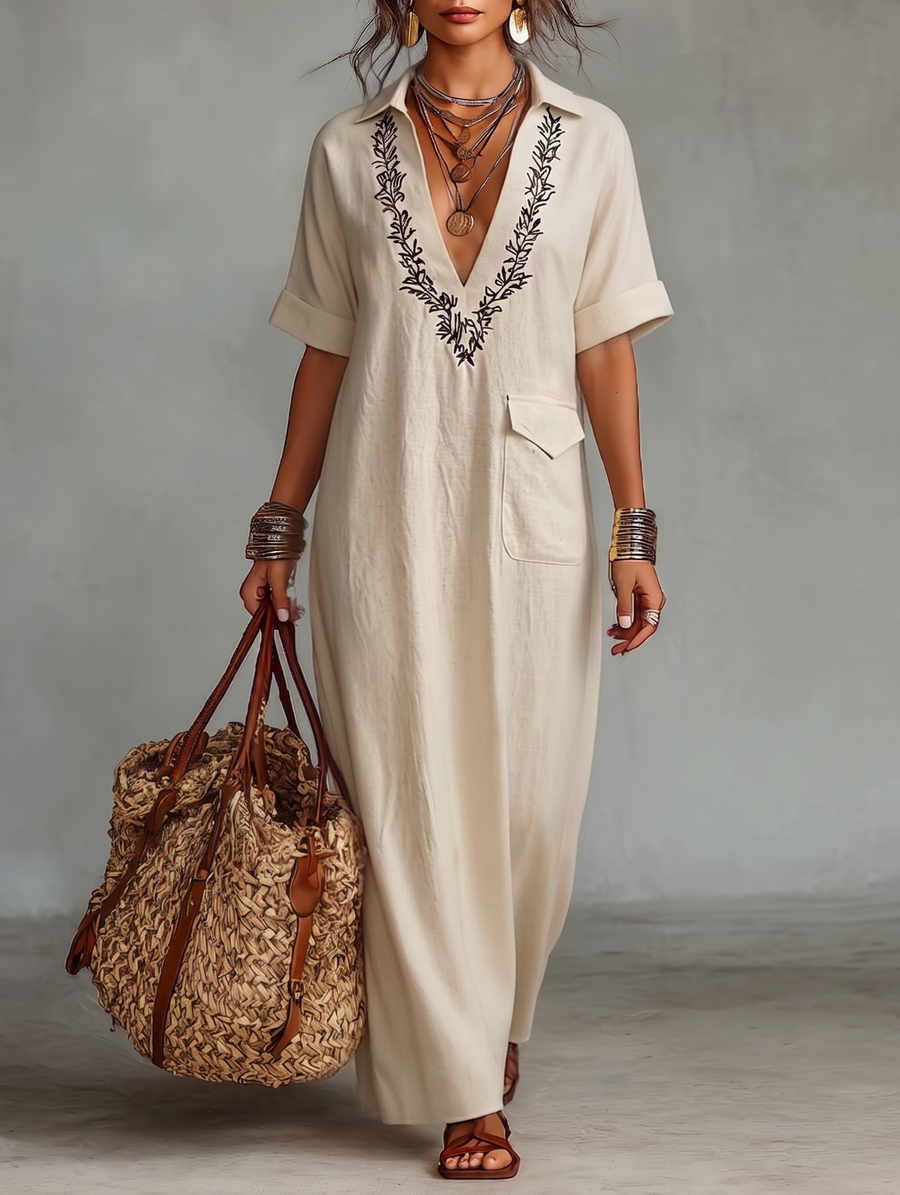 Linen Blend Maxi Dress
