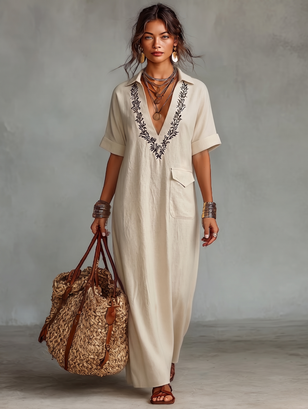 Linen Blend Maxi Dress