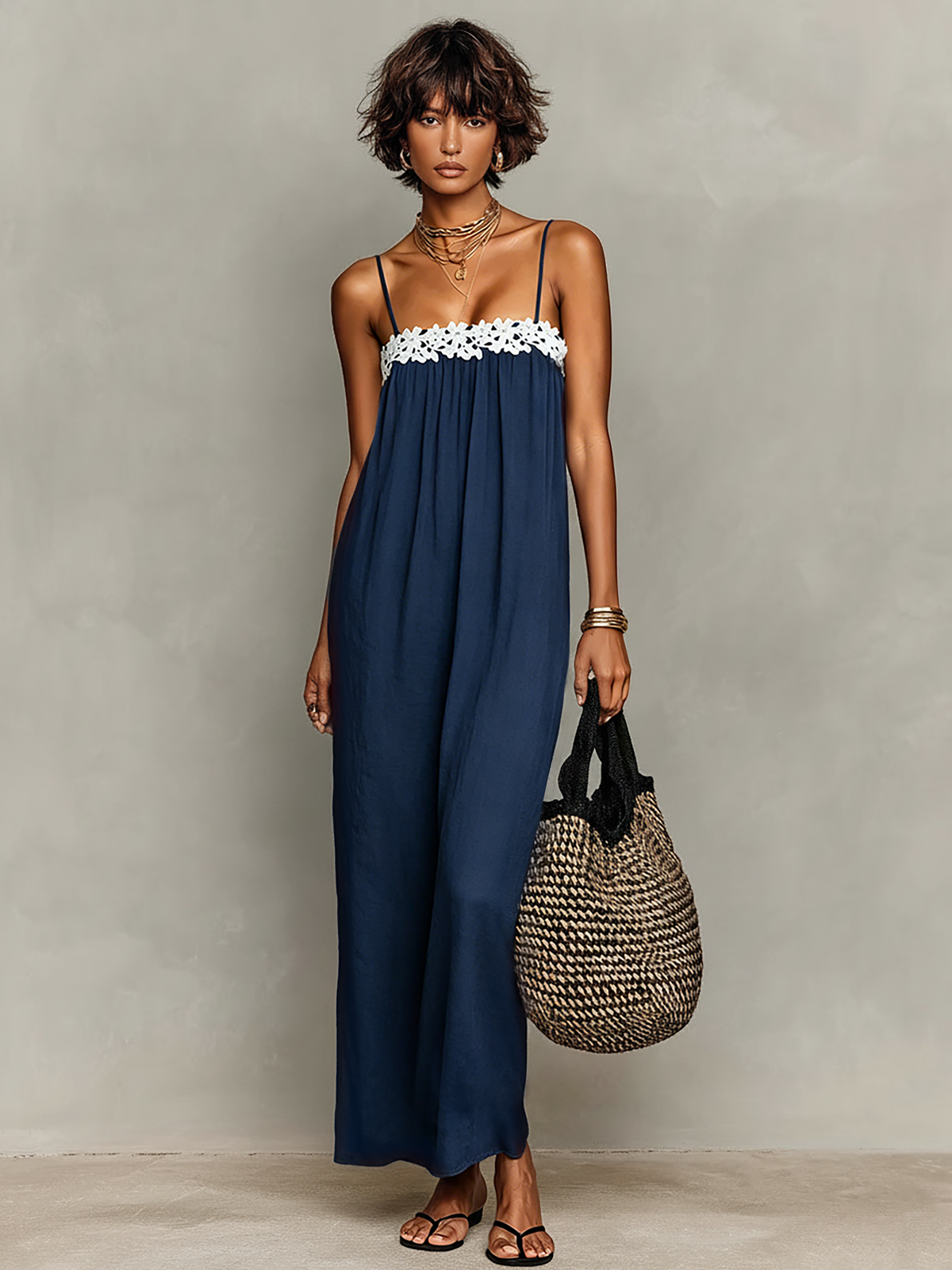 Linen-Blend Maxi Dress