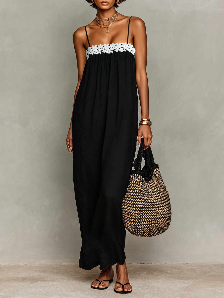 Linen-Blend Maxi Dress