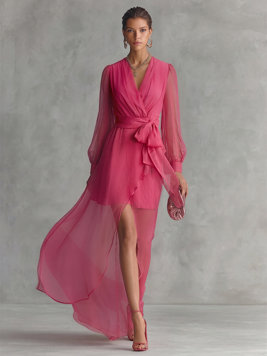 Rose Pink Chiffon Dress