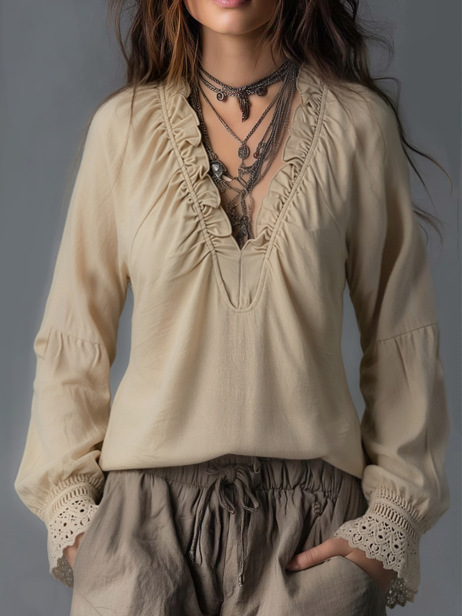 Ruffled Pleated Blouse