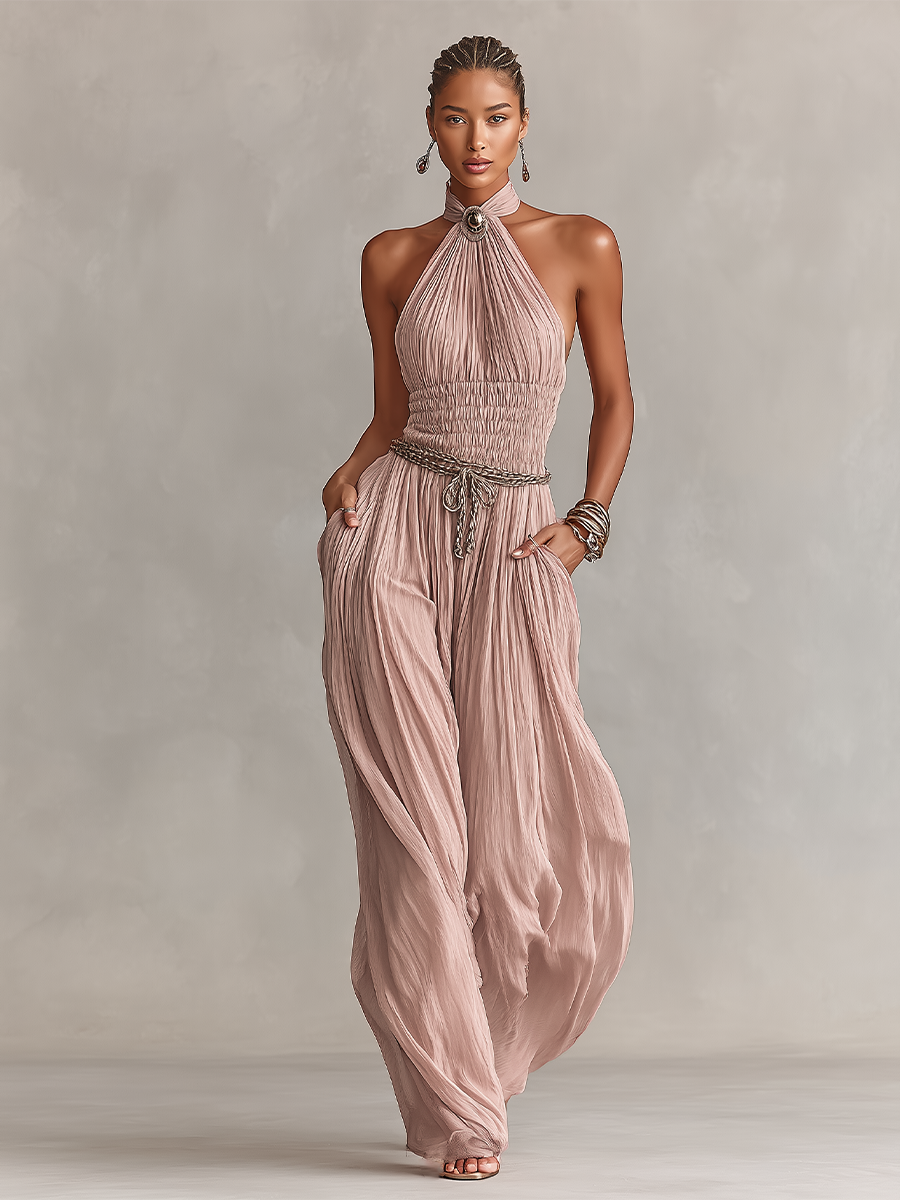 Blush Pleated Jumpsuit