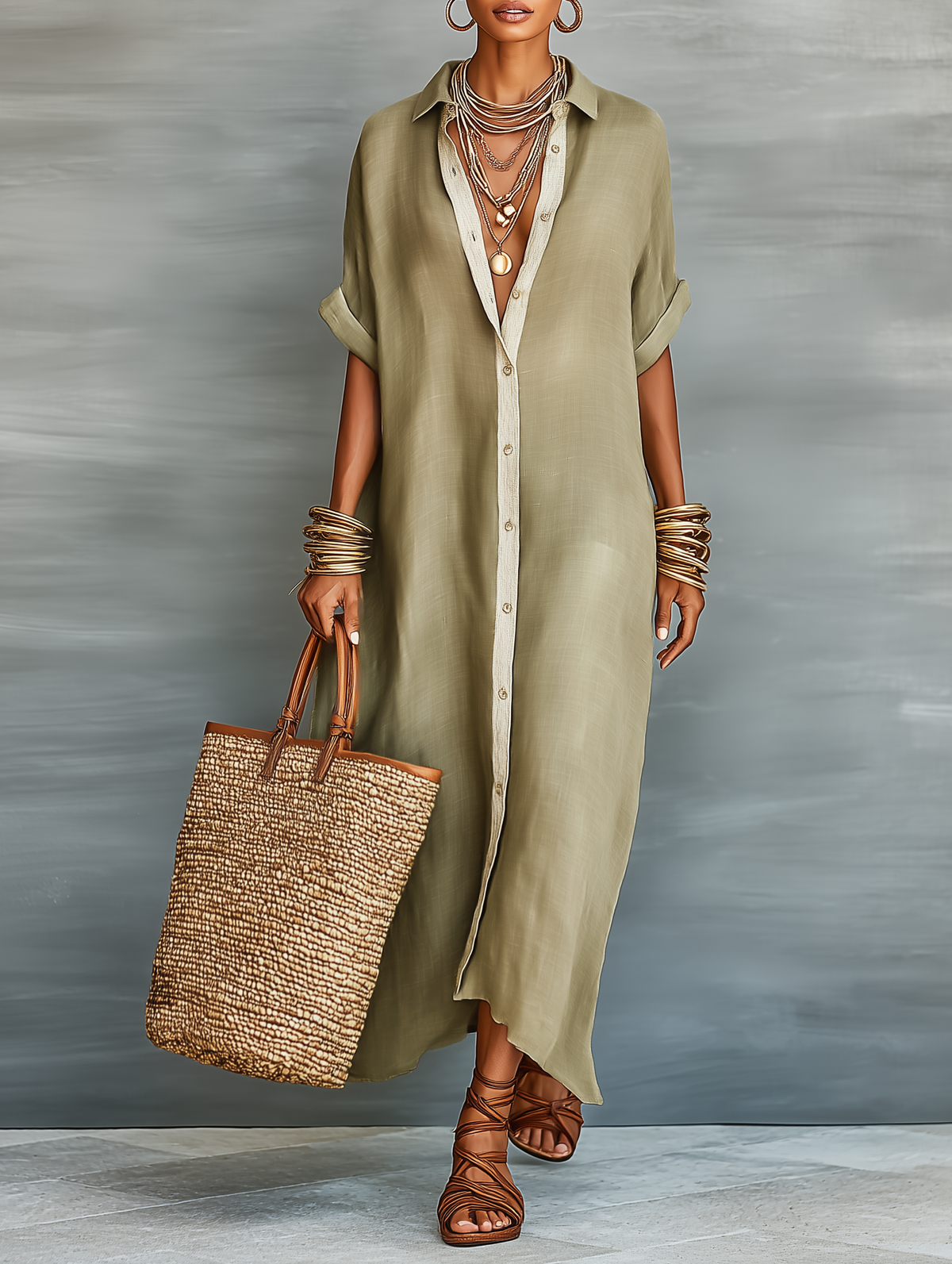 Linen Blend Maxi Dress