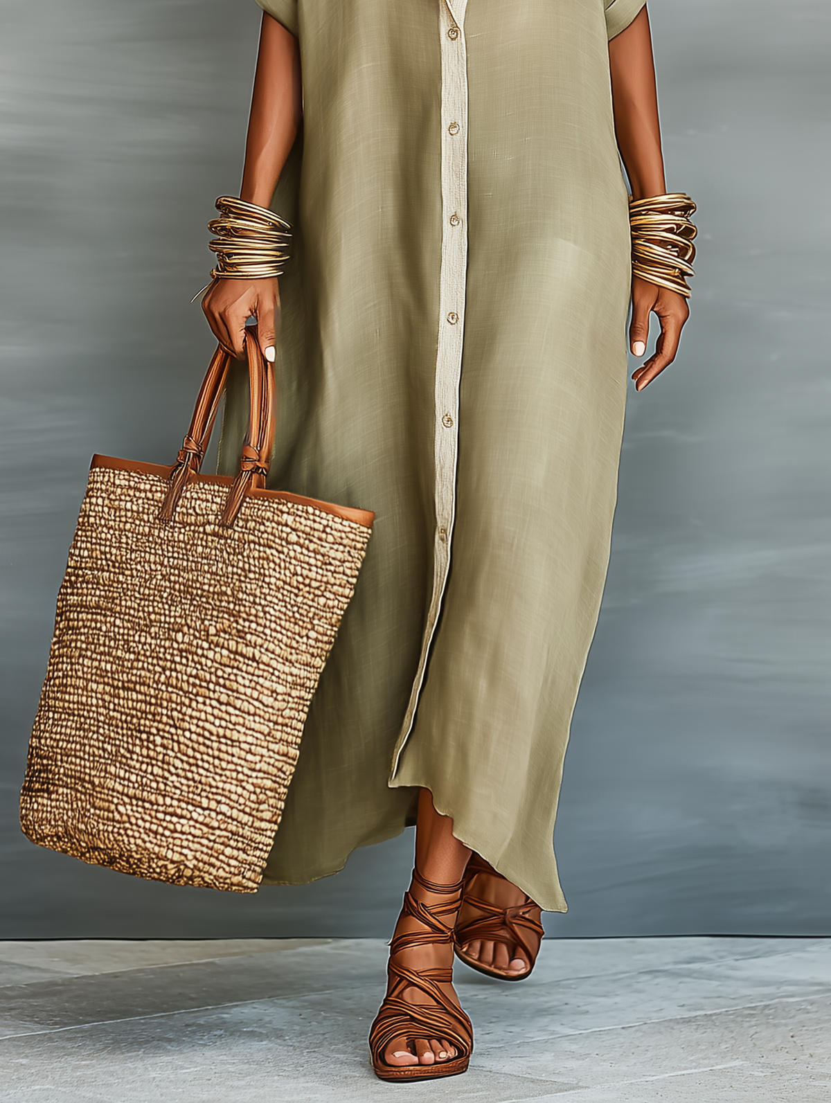 Linen Blend Maxi Dress