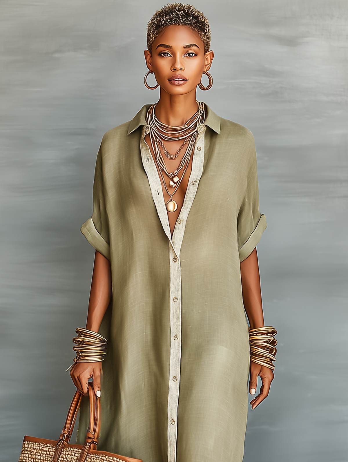 Linen Blend Maxi Dress